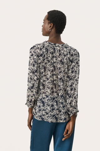 Part Two Floral Print Top Navy Blue Elsia - MMJs Fashion