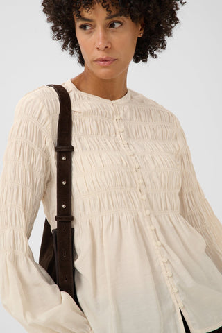 Part Two Gathered Blouse Ivory Siffe - MMJs Fashion