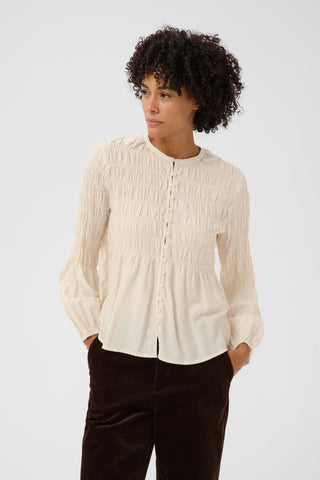 Part Two Gathered Blouse Ivory Siffe - MMJs Fashion