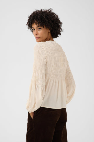 Part Two Gathered Blouse Ivory Siffe - MMJs Fashion