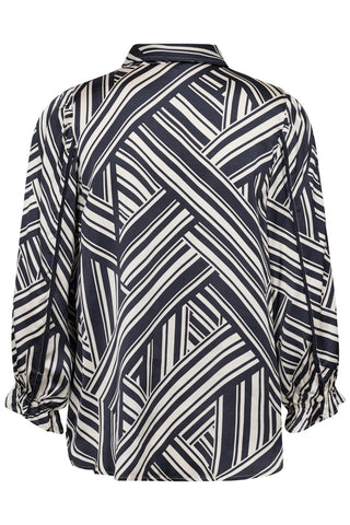 Part Two Graphic Stripe Blouse Blue Nevine - MMJs Fashion