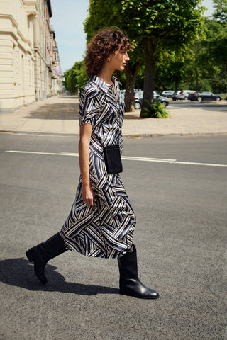 Part Two Graphic Stripe Dress Blue Nuka - MMJs Fashion