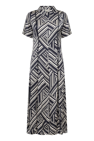Part Two Graphic Stripe Dress Blue Nuka - MMJs Fashion