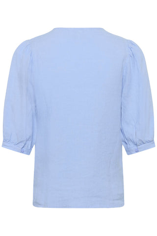 Part Two Half Sleeve Linen Blouse Blue Azra - MMJs Fashion