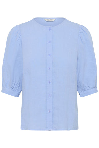 Part Two Half Sleeve Linen Blouse Blue Azra - MMJs Fashion