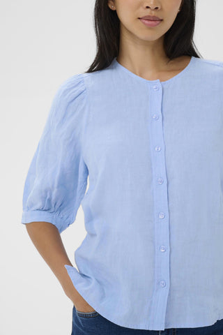 Part Two Half Sleeve Linen Blouse Blue Azra - MMJs Fashion