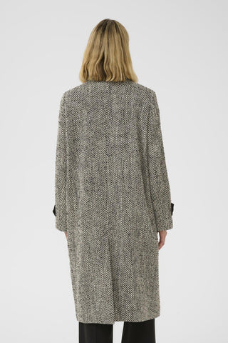 Part Two Herringbone Long Coat Grey Sybille - MMJs Fashion
