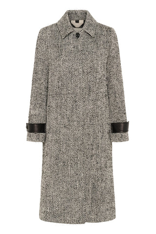 Part Two Herringbone Long Coat Grey Sybille - MMJs Fashion