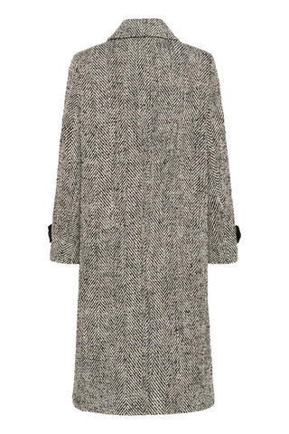 Part Two Herringbone Long Coat Grey Sybille - MMJs Fashion