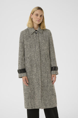 Part Two Herringbone Long Coat Grey Sybille - MMJs Fashion