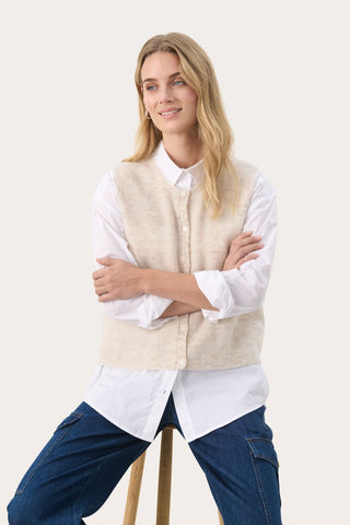 Part Two Knitted Waistcoat Beige Pimira - MMJs Fashion