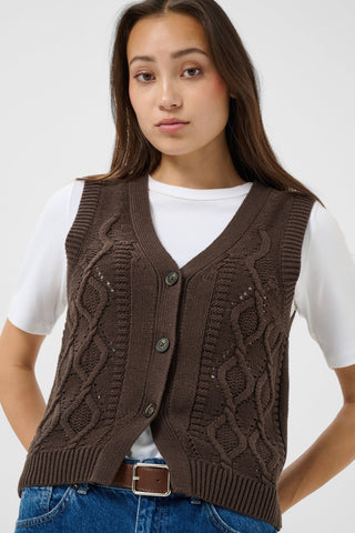 Part Two Knitted Waistcoat Brown Christin - MMJs Fashion