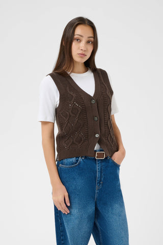 Part Two Knitted Waistcoat Brown Christin - MMJs Fashion