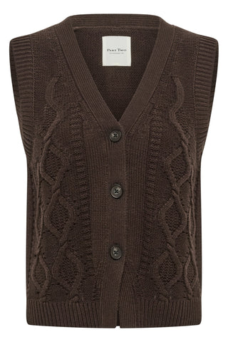 Part Two Knitted Waistcoat Brown Christin - MMJs Fashion