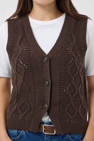 Part Two Knitted Waistcoat Brown Christin - MMJs Fashion