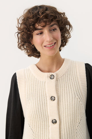 Part Two Knitted Waistcoat Cream Noemie - MMJs Fashion
