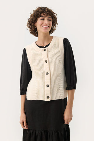 Part Two Knitted Waistcoat Cream Noemie - MMJs Fashion