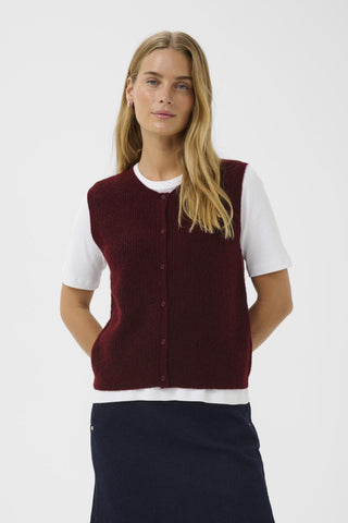 Part Two Knitted Waistcoat Dark Red Pimira - MMJs Fashion