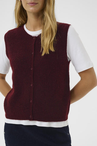 Part Two Knitted Waistcoat Dark Red Pimira - MMJs Fashion