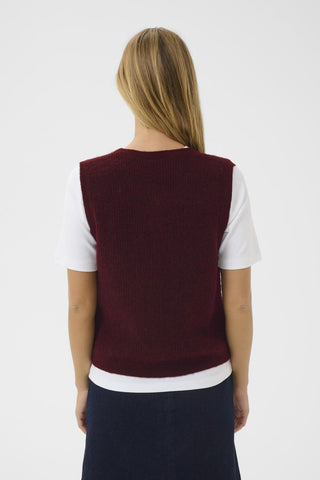 Part Two Knitted Waistcoat Dark Red Pimira - MMJs Fashion