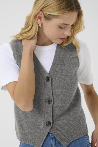 Part Two Knitted Waistcoat Grey Melange Sylva - MMJs Fashion