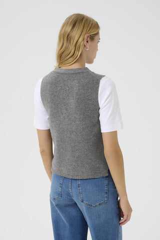 Part Two Knitted Waistcoat Grey Melange Sylva - MMJs Fashion