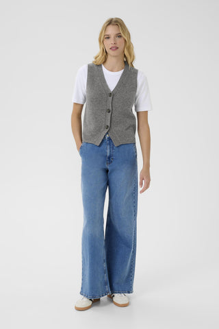 Part Two Knitted Waistcoat Grey Melange Sylva - MMJs Fashion