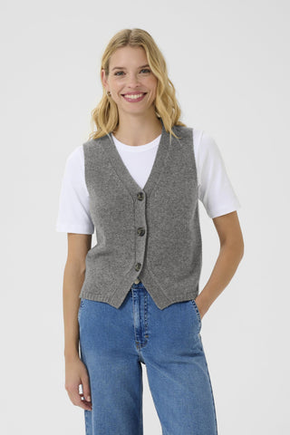 Part Two Knitted Waistcoat Grey Melange Sylva - MMJs Fashion