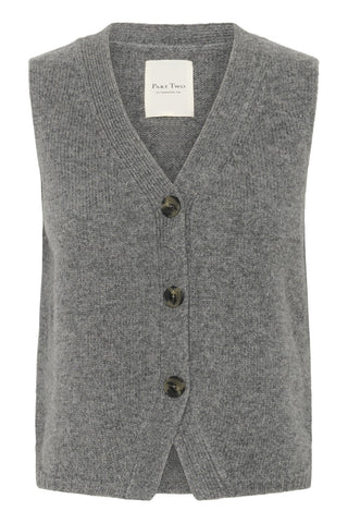 Part Two Knitted Waistcoat Grey Melange Sylva - MMJs Fashion