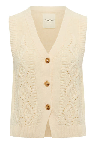 Part Two Knitted Waistcoat Ivory Christin - MMJs Fashion