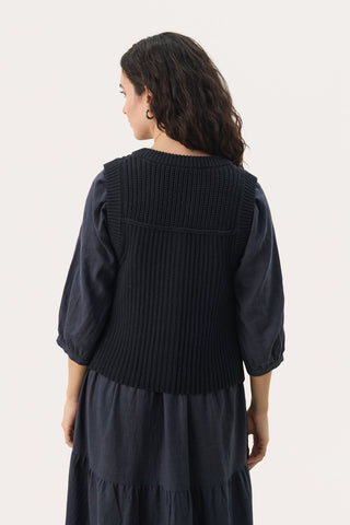 Part Two Knitted Waistcoat Navy Blue Noemie - MMJs Fashion