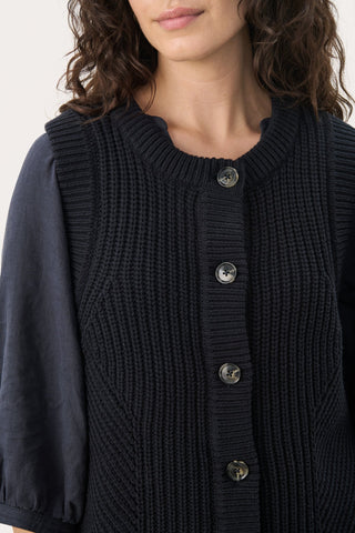 Part Two Knitted Waistcoat Navy Blue Noemie - MMJs Fashion