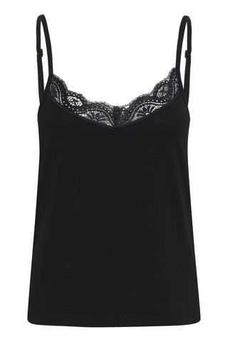 Part Two Lace Trim Vest Top Black Nataliene - MMJs Fashion