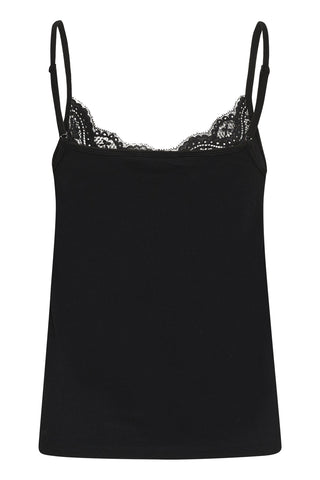 Part Two Lace Trim Vest Top Black Nataliene - MMJs Fashion
