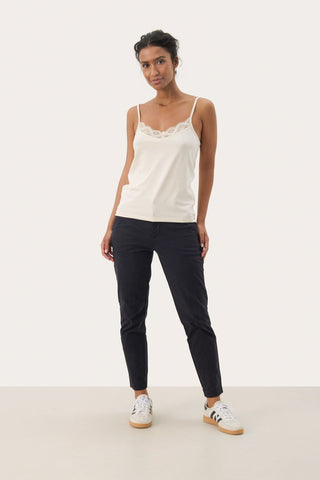 Part Two Lace Trim Vest Top Ivory Nataliene - MMJs Fashion