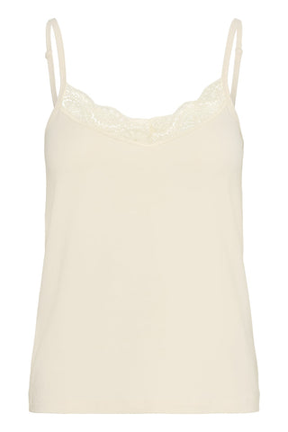 Part Two Lace Trim Vest Top Ivory Nataliene - MMJs Fashion