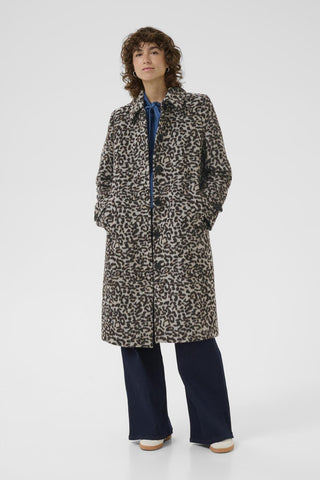 Part Two Leopard Print Coat Beige Black Suzy - MMJs Fashion