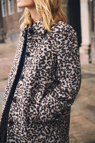 Part Two Leopard Print Coat Beige Black Suzy - MMJs Fashion