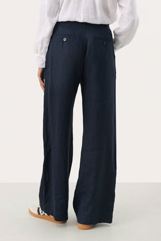 Part Two Linen Trousers Navy Blue Ninnes - MMJs Fashion