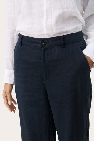 Part Two Linen Trousers Navy Blue Ninnes - MMJs Fashion