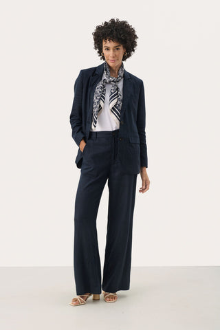 Part Two Linen Trousers Navy Blue Ninnes - MMJs Fashion