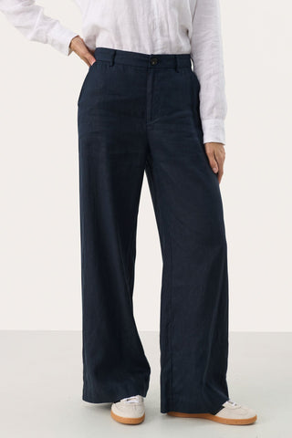 Part Two Linen Trousers Navy Blue Ninnes - MMJs Fashion