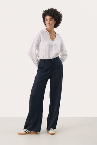 Part Two Linen Trousers Navy Blue Ninnes - MMJs Fashion