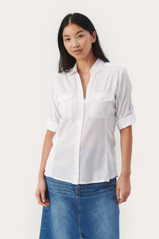 Part Two Long Sleeved Shirt White Cortnia - MMJs Fashion