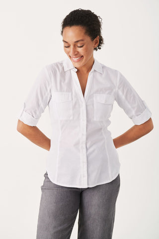 Part Two Long Sleeved Shirt White Cortnia - MMJs Fashion