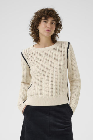 Part Two Open Knit Cotton Jumper Beige Selenia - MMJs Fashion