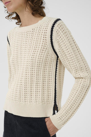 Part Two Open Knit Cotton Jumper Beige Selenia - MMJs Fashion
