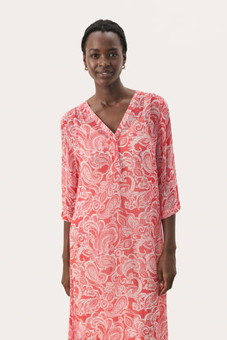 Part Two Paisley Print Maxi Dress Red Berit - MMJs Fashion