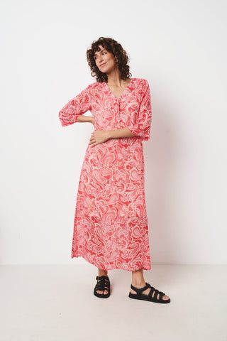 Part Two Paisley Print Maxi Dress Red Berit - MMJs Fashion
