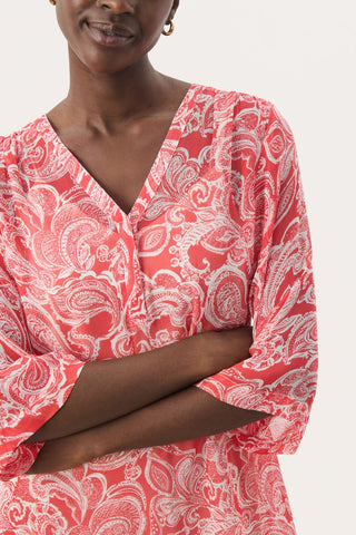 Part Two Paisley Print Maxi Dress Red Berit - MMJs Fashion